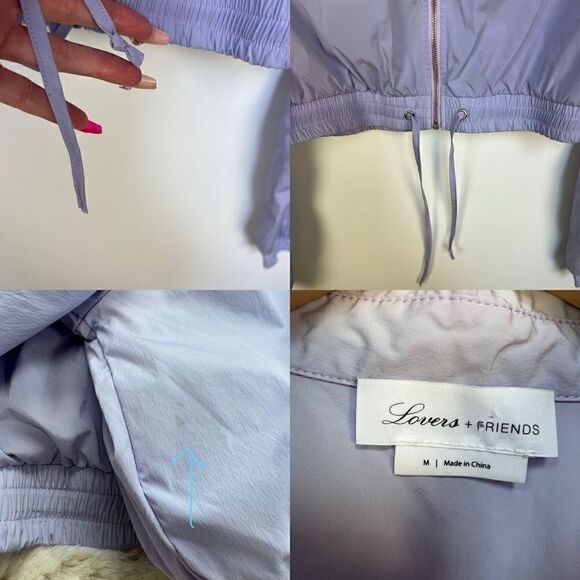 Lovers + Friends Cropped Windbreaker Track Jacket Y2K Lavender Purple size M - Picture 11 of 13